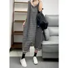 Gestreifte Overalls für Frauen, Sommer, ärmellos, übergroße Outfits, Damen, lockerer koreanischer Stil, lässig, hohe Taille, Cross-Pants240304