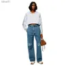 Jeans da donna Designer Moda Jeans loeewewe di lusso Jeans filettati con lettera scavata in denim grafico Pantaloni lunghi denim dritti alla moda 240304