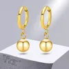 Baumelnde Ohrringe Vnox Fashion 8MM Goldfarbe Edelstahl Perlen Tropfen für Frauen Huggie Hoop Ohrring Geschenk für Sie Schmuck