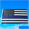 Banner Flags Thin Blue Line Flag American Police 3X5Ft Usa General Election Country For Trump Fans Drop Delivery Home Garden Festive Dhuz4