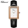 holdone Genuine Leather Belt Womens Thin Waterproof Fashionable and Simple Three Needle Small Square Fashion Quartz Watch