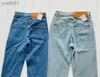 Kvinnors jeans designer jeans hög midja ihåligt broderi loewe långa byxor byxa dekoration blixtlås avslappnad blå rak denim byxor odefinierade 240304