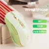 Mice New USB Wired Gaming Mouse Ergonomic RGB Backlit Green Mice Silent Optical Girl Gamer Mause For Laptop PC Computer Office