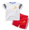 2024 summer new children's casual breathable clothing Children's short sleeve set Boys and girls brand printed T-shirt shorts set