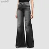 Dżinsy damskie 2020 talia dżinsy z szerokiej talii marka marka damskie dżinsy dżinsowe chude za vintage flare plus size 4xl spodni 240304