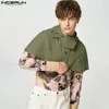 Incerun Men Trench Cloak Coll Color Button Slighted Wited Wited Casual Streetwear Fashion Coats Cape S-5XL 240304