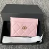 Titulaire de la carte CC Portefeuille Designer Rose Porte-monnaie Porte-monnaie en cuir caviar pour femmes 7a Portefeuilles de cartes de luxe pour hommes noirs avec boîte matelassée pochette clé porte-clés mini sacs à main