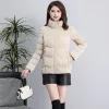 Parkas New Winter Loose Jacket Short Stand Collar Coat Women Parka Overcoat Black Red Cottonpadded Clothes Female Streetwear Outerwear