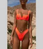 Fluorescerande 3 färgbikini kostymer flickor skjuter upp vadderade två stycken Biquini uppsättningar hög elastisk v hals rygglös party simma bad slitage5439873