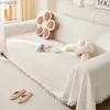 Stol täcker vävd bomullsoffa täcker filt vit grå soffa handduk för vardagsrum möbler dekor tapestry soffa