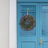 Decorative Flowers 45cm Artificial Lavender Spring Front Door Wreath Summer Multipurpose Floral For Porch Accessories