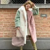 Dames Bont Dikke Faux Jas Dames Colorblock Herfst Winter Maxi Jas Lang Warm Luxe Riem Zwarte Parka's Bontjas Harige Bovenkleding