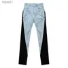 Jeans da donna Moda Jean Vita Contratto Colore Patchwork Denim Pantaloni a matita Donna Streetwear 240304