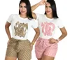 مصممة للسيدات المسارات 2024 جديدة قصيرة الأكمام G T-Shirt Print G Pitch Two Pitch Set Set Women’s Set