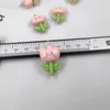 Charms 10pcs Cartoon Cute Pink Flowers Resin For Earring Lovely Pendant Accessory DIY Crafts Decor Jewelry Making C1316