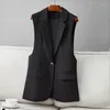 Kvinnors västar Spring Summer Single Button Suit Vest Women Sleeveless Outwear Streetwear Ladie Solid Lapel Collar Business Jacket M603