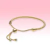 Bracelet coulissant à chaîne plaqué or jaune, chaîne à main, taille réglable pour bracelets à breloques en argent 925 avec boîte d'origine 7915758