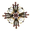 Broches CINDY XIANG croix de cristal brillant pour femmes, Vintage perle mode broche hiver bijoux baroques 2 couleurs cadeau disponible