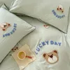 3pcs bebek karikatür ayı yatak takımları için set yumuşak pamuklu beşik yatak seti çocuk bebek kreş dekor 240229