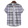 Camisas casuais masculinas mens manga curta camisa rua tops moda vestido verão homens xadrez 2024 havaí