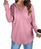 Hoodies femininos primavera e outono tamanho grande com capuz com decote em v manga comprida diário casual camisas femininas 3x beach wear