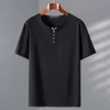 2023 New Oversized Men's Short Sleeved T-Shirt For Summer Youth With Added Fat And Enlarged Half Sleeved Men's Top Button Collar