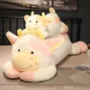 1 pz 90 cm 110 cm Bella Latte di Mucca Peluche Del Fumetto Animali di Peluche Bovini Bambole Che Dormono Cuscino Per Le Neonate Regali Di Compleanno 240223