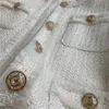 Veste en tweed recadrée blanche femmes mode manteau haut de gamme tout-Match bouton de travail de bureau manteau court élégant à manches longues vêtements d'extérieur S-2xl240304