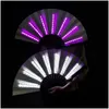 Decoración de fiesta 1pc Luminoso Ventilador plegable 13 pulgadas LED Play Colorf Hand Held Abanico Fans para Dance Neon Dj Night Clubparty Fy8446 Dro Dhmve