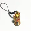 Hele 50 stks Goud Lucky Cat Maneki Neko Japanse Bel 2 3 cm Goud Rijke Zwarte Strap257M