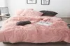Różowy biały tkanina polaru gruba grubość 20 Zestaw ściółki czystych kolorów norka aksamitna kołdra osłony łóżko blachy lniane poduszki 3409741