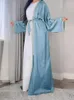 Ubranie etniczne Skromny satyn Abaya Kimono muzułmańska sukienka Diamond Abayas for Women Dubai Luxury Turkey Islam Kaftan Femme