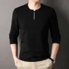 Solid Color Trendy Men's Long Sleeved T-shirt 2024 Spring New Korean Fashion Leisure Young Men's Top grossist