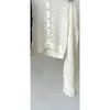 Женский трикотажный 2-цветный вязаный топ с фонариком и длинными рукавами, модный облегающий низ рубашки с пуговицами и цветком, свитер, осень 2024, кардиган