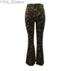 Jeans Jeans Sexy Foro al ginocchio Stretch stretto Camouflage Denim Flare Pantalones De Mujer Bell Bottoms Ropa 240304