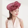 Bérets X4053 accessoires de cheveux de mode chapeaux de mariage en lin femmes coiffes élégantes chapeau de fascinateur mariée