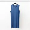Men's Sleepwear 2024 Summer Modal Pajamas Robe Sleeveless Mid-length Loose One-piece Bathrobe Home Clothes Nightshirt