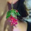 Dangle Oorbellen Paars Geglazuurd Hars Fruit Druif Voor Vrouwen Meisje Vintage Luxe Etentje Sieraden HUANZHI 2024