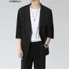 INCERUN Top stile coreano uomo semplice solido Allmatch Blazer casual streetwear uomo manica corta cappotti S5XL 240223