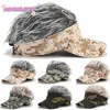 Bollkåpor Creative Men Short Wig Camouflage Baseball Cap Justerbar Casual Tennis Hat Hatts For Outdoor Punk Street Fake Hair