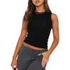 Women's Tanks TETYSEYSH Women Sleeveless Round Neck Solid Color Cropped Tops Summer Slim Fit Vest 2000s Aesthetic Girts Camis