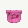 Multifunction Tweed Baker Boy Cap Women Fashion Pink Plaid Letter sboy Caps for Four Season 240220