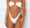 Kvinnors badkläder 2024 Summer Womens Sexiga stropplösa bikini Set damer Solid Push Up Tube Top Bikinis Beachwear Bathing Suit