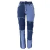 Женские джинсы, новинка 2020 года, осенние синие/розовые джинсы в стиле хип-хоп в стиле пэчворк, джинсы в стиле хип-хоп с талией, женские брюки, женские джинсовые брюки 240304