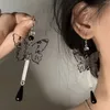 Orecchini pendenti Farfalla con pittura a inchiostro di moda cinese per donna Stile antico Lungo delicato nappa con pendente a goccia d'acqua Gancio per l'orecchio