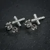 Fancy Jwellry/gioielli Au750 585 Solido 14k/18k Oro Moissanite Iced Round Stud Croce Ciondola Orecchini a cerchio per gli uomini