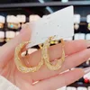 Dangle Earrings Fashion Simple Hollowed Mesh Crystal Twist Earring Cold Hoop Vintage Circle Geometric Jewelry Gifts