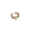 Cluster Rings South Korea Exquisite Geometric Multi-layer Ring Fashion Elegant Simple Pearl Opening Women's Jewelry