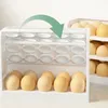 Kitchen Storage White Reversible Egg Rack Refrigerator 3 Floors 30 Grids Fridge Side Door Holder Tray Space Saving Organizer