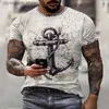 Homens camisetas Mens Sailor Anchor Sailing 3D Impresso Manga Curta T-shirt Retro Casual Moda Rua Harajuku Camisa de Alta Qualidade 2022 L240304